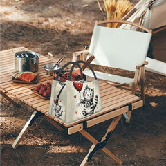 Cat Print Insulated Lunch Bag Reusable Thermal Food Container Leak Proof Cooler