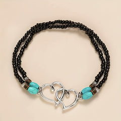 Double Layer Heart Anklet Rice Bead