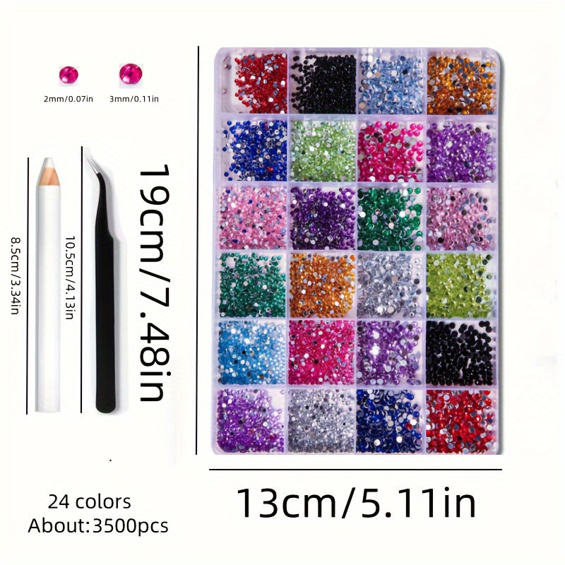 3500pcs Flatback Nail Art Rhinestones Crystal Gems for DIY Clothing Makeup