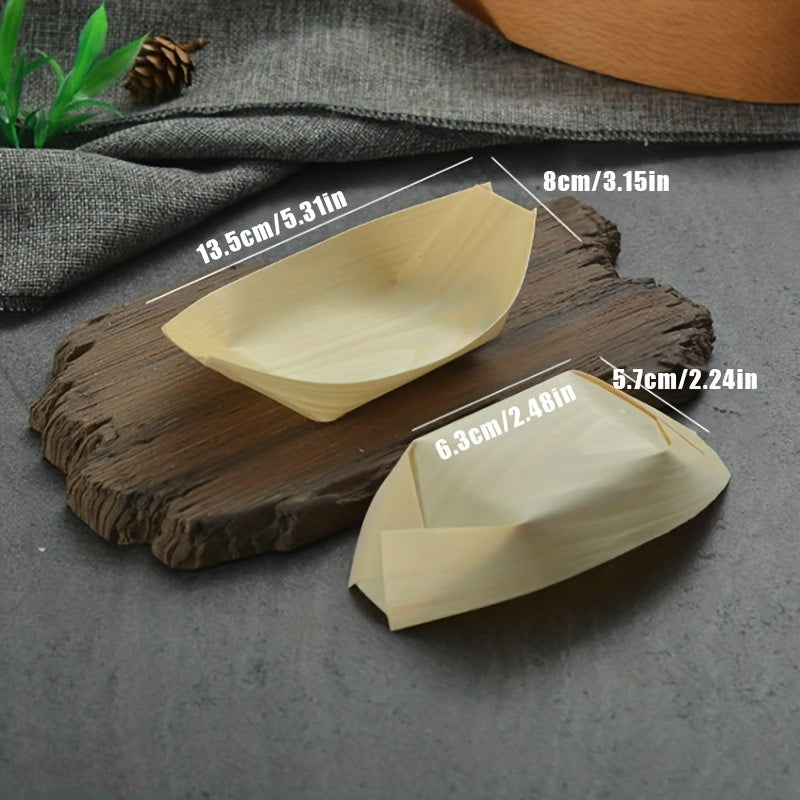50pcs Wooden Sushi Serving Tray Boat Disposable Japanese Sashimi Plate