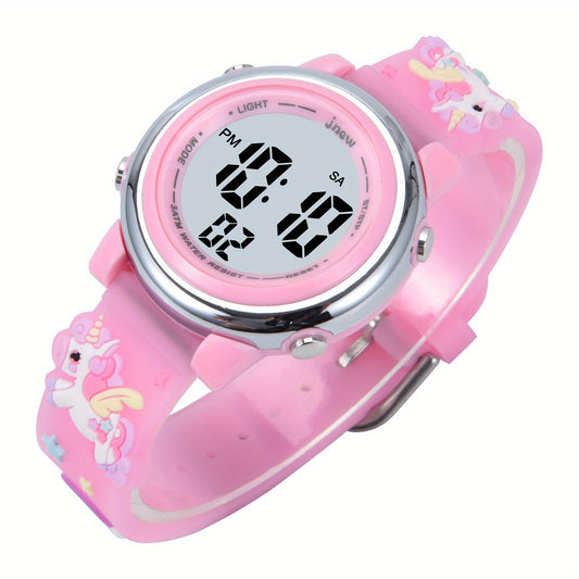 Cartoon Unicorn Waterproof Electronic Watch for Kids