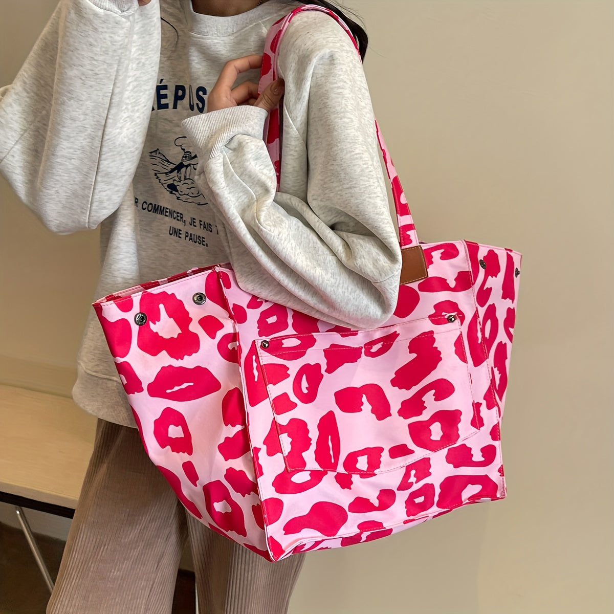 Leopard Tote Bag Large Capacity Shoulder Bag