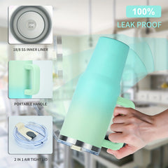 WATERSY 40oz Tumbler w/ Handle & Straw Stainless Steel Vacuum Insulated Hot