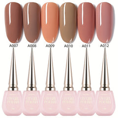 6pcs Nude & Pink Gel Nail Polish Set Alcohol Fragrance for Fall Winter
