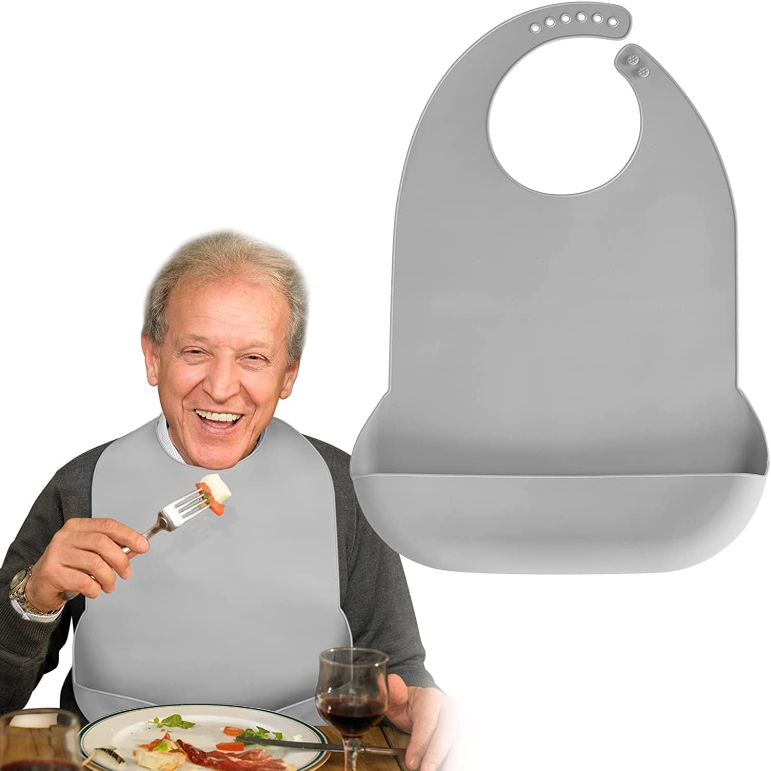 Kitchen Adult Bibs Silicone with Crumb Catcher