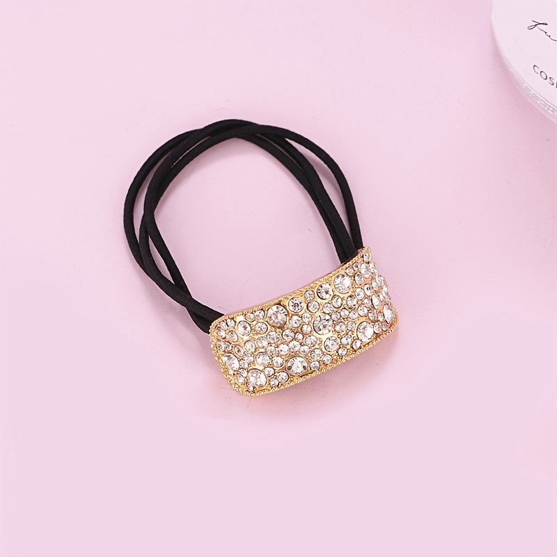 Crystal Rectangle Hair Tie Rhinestone Hair Rope Glitter Hair Ring