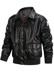 Men's Vintage PU Leather Jacket Warm Winter Motorcycle Coat