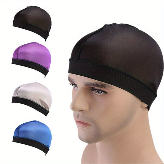 4pcs Silky Stocking Wave Caps Large Size Compression Stain Caps for Men