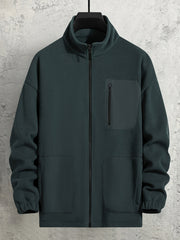 Men's Grey Polar Fleece Collar Jacket KJ010