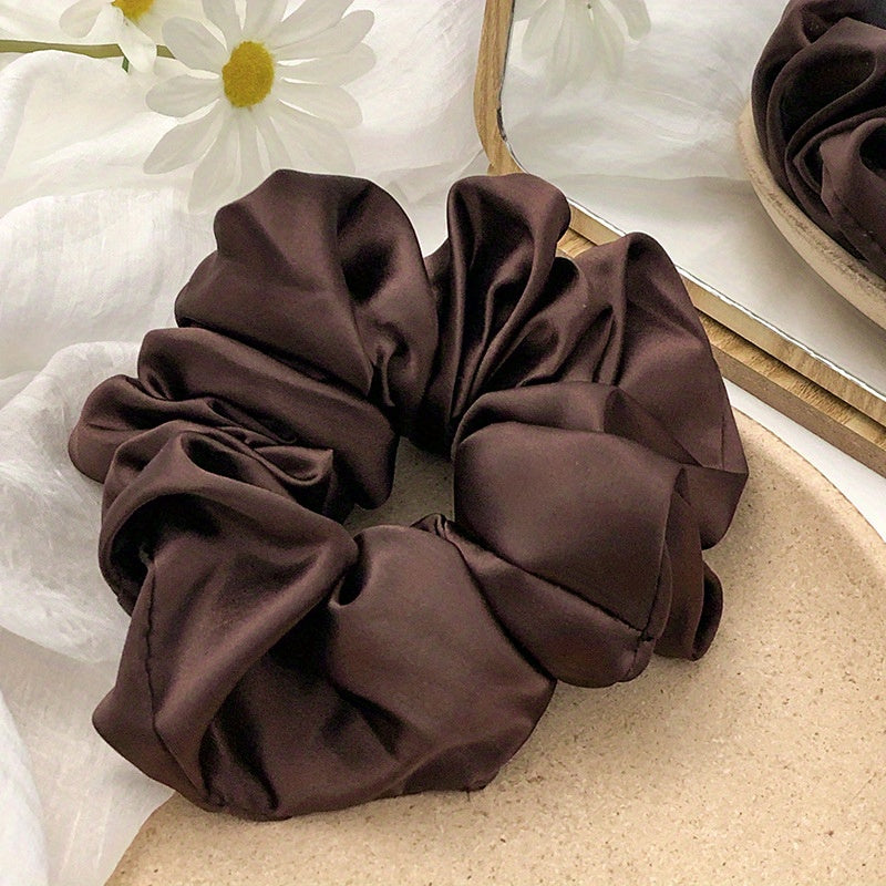 Satin Solid Scrunchies Hair Tie Sweet Style For Women Girls
