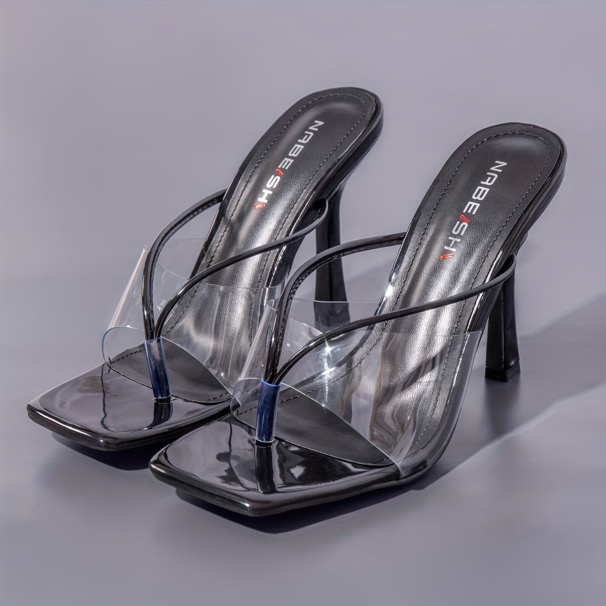 Women's Clear Strap Stiletto Heels Faux Leather Pumps