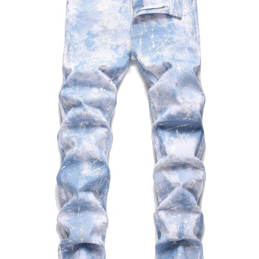 Men's Stretch Graffiti Print Jeans