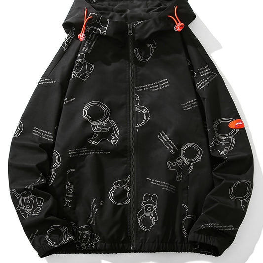 Men's Astronaut Print Windproof Casual Jacket
