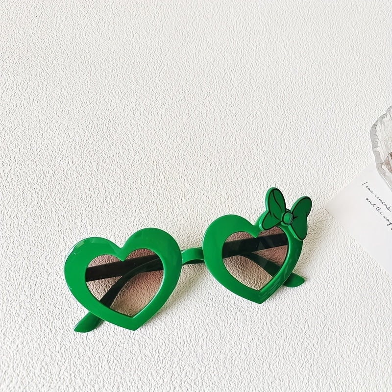 Girls Heart Frame Bowknot Decor Sunglasses UV Protection