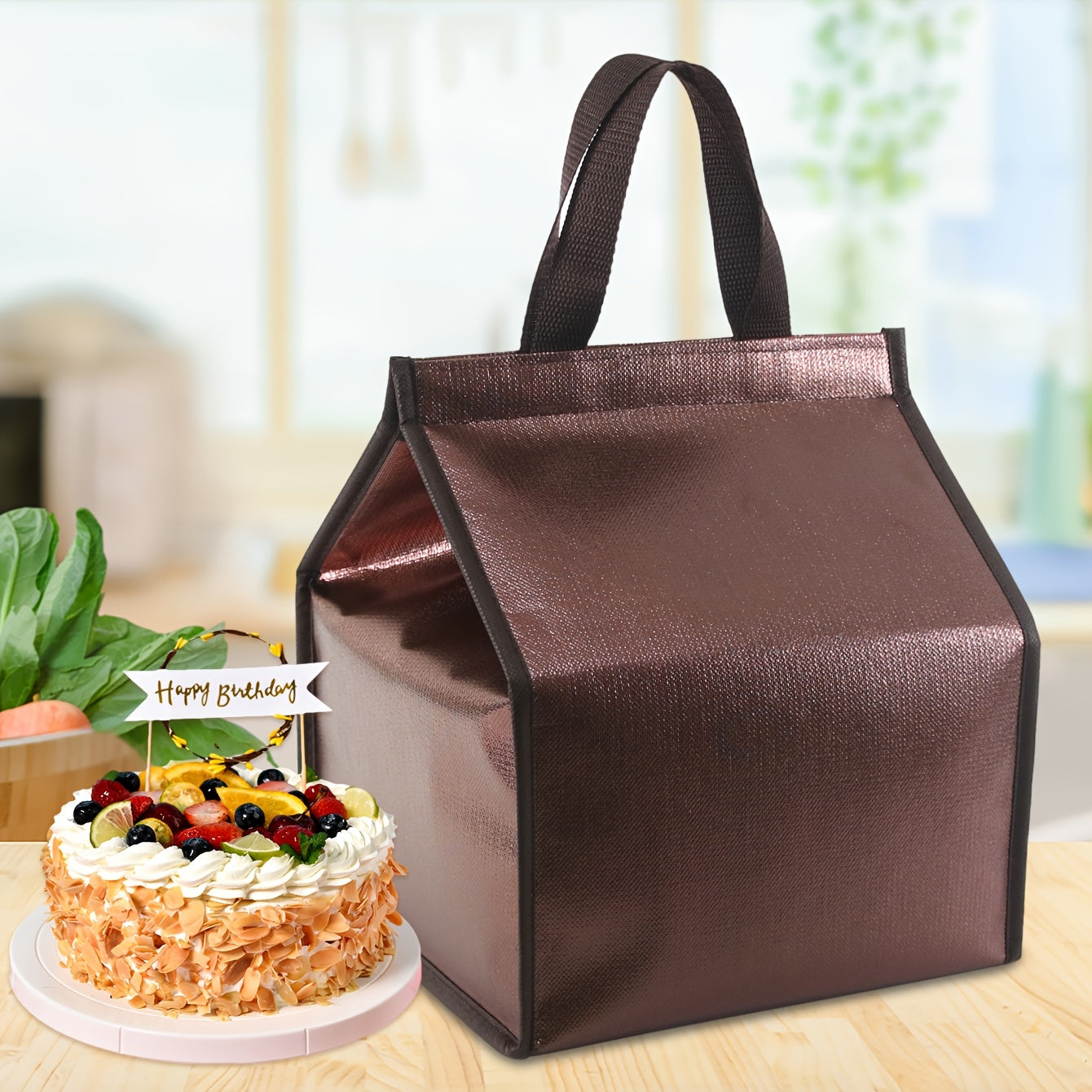 Brown Coffee Cake Insulation Bag Large Capacity Refrigerated Soft Cooler