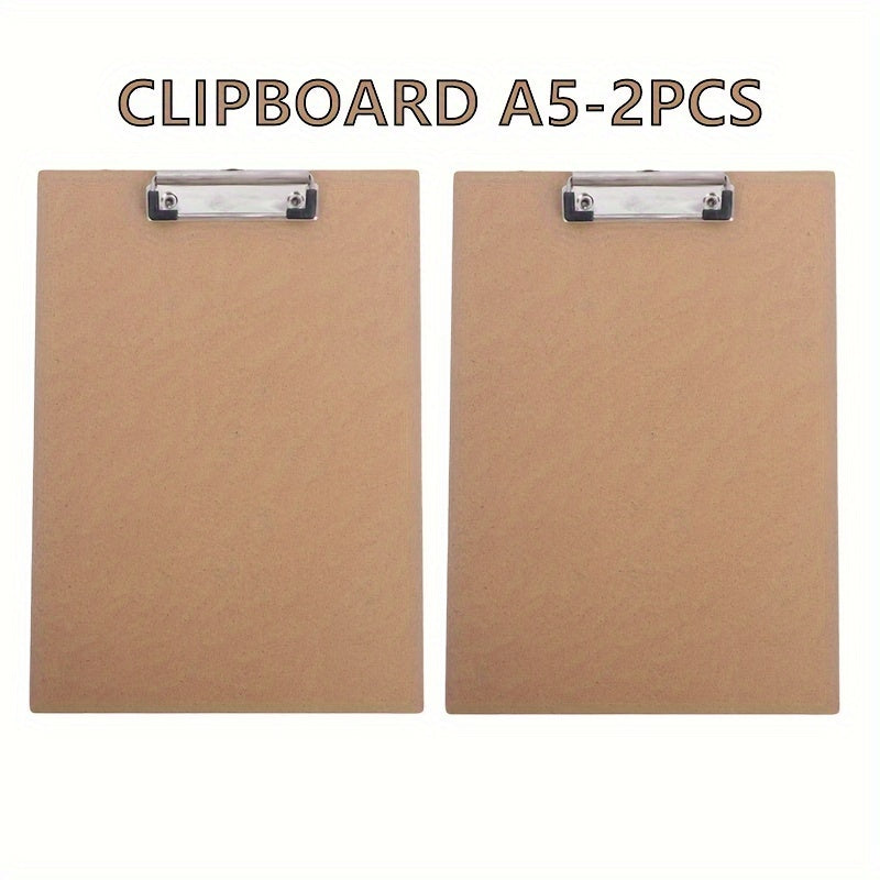 2pcs A5 Office Clipboards Hardboard Durable Document Holder Paper Clip Holder