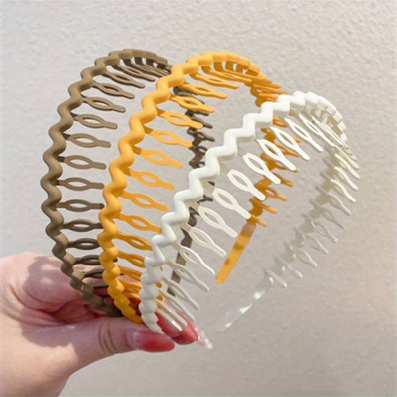 Women Solid Wave Headbands Non slip Hairbands Girls Hair Combs Wash Face