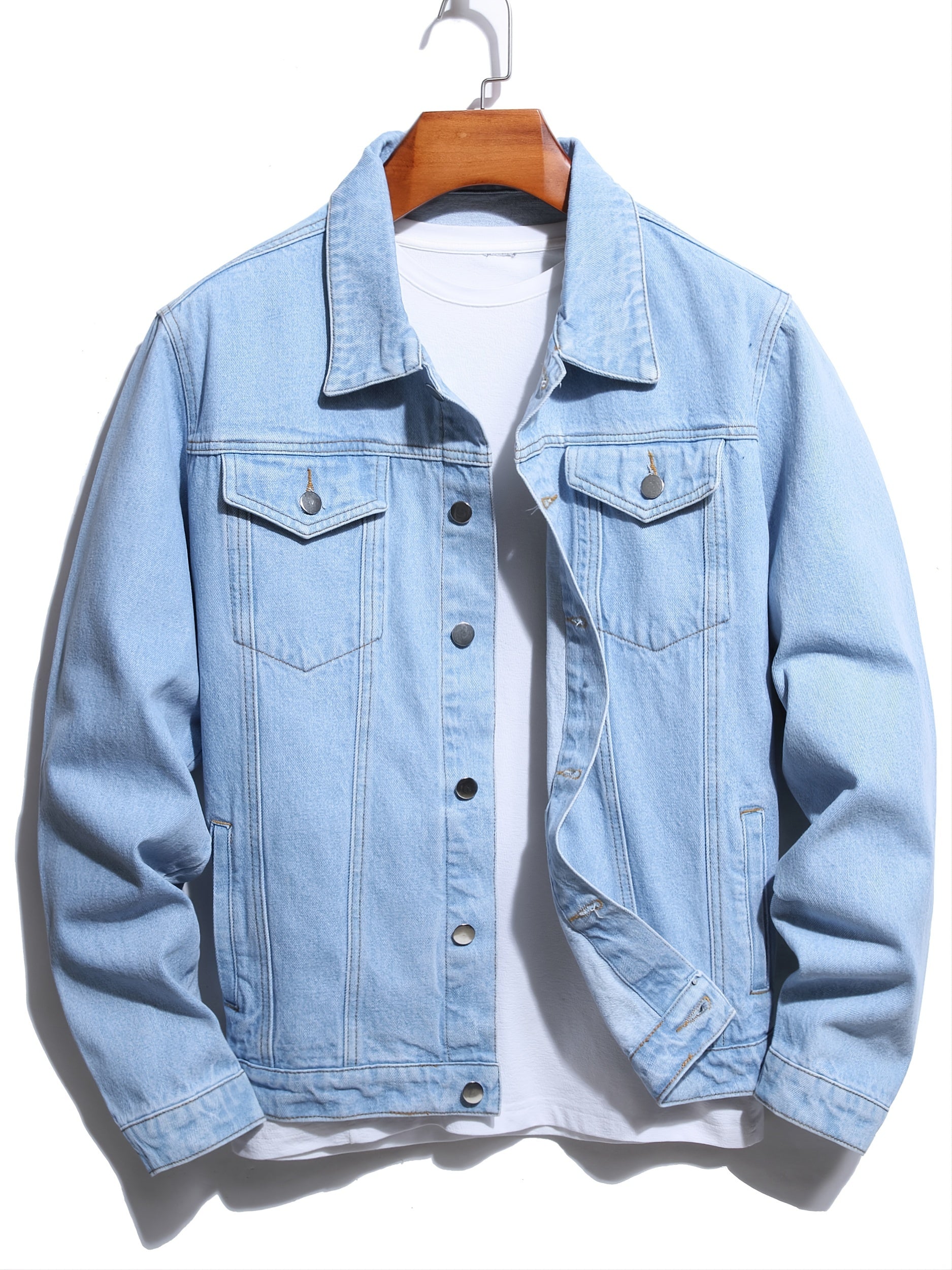 Men's Casual Crane Embroidered Denim Jacket