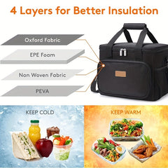 15L Insulated Lunch Bag Soft Cooler Tote Oxford Fabric Manual Functionality