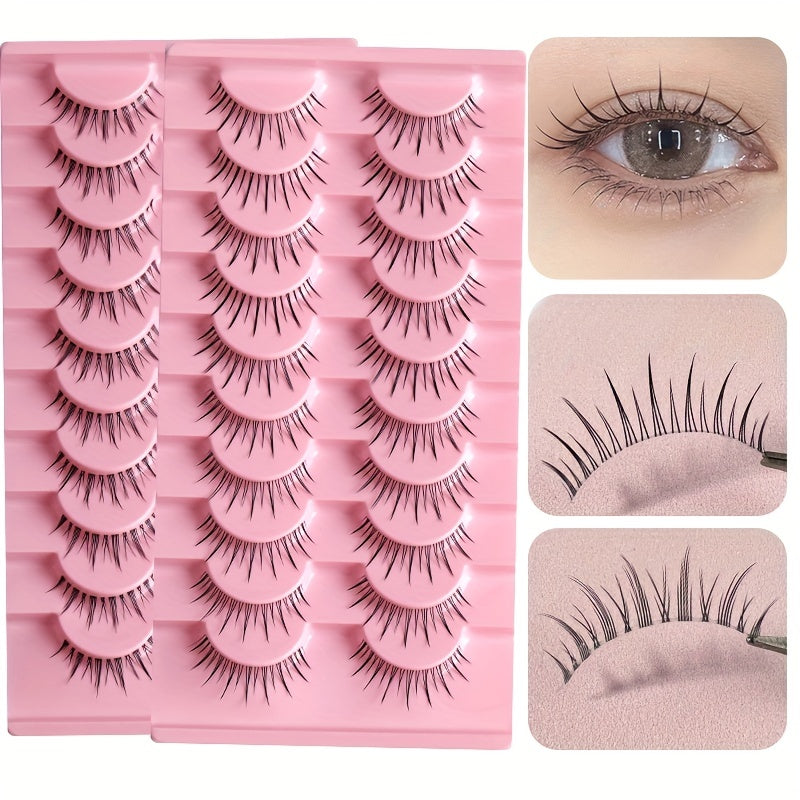 10 Pairs Cat Eye Lashes w/ Transparent Stems