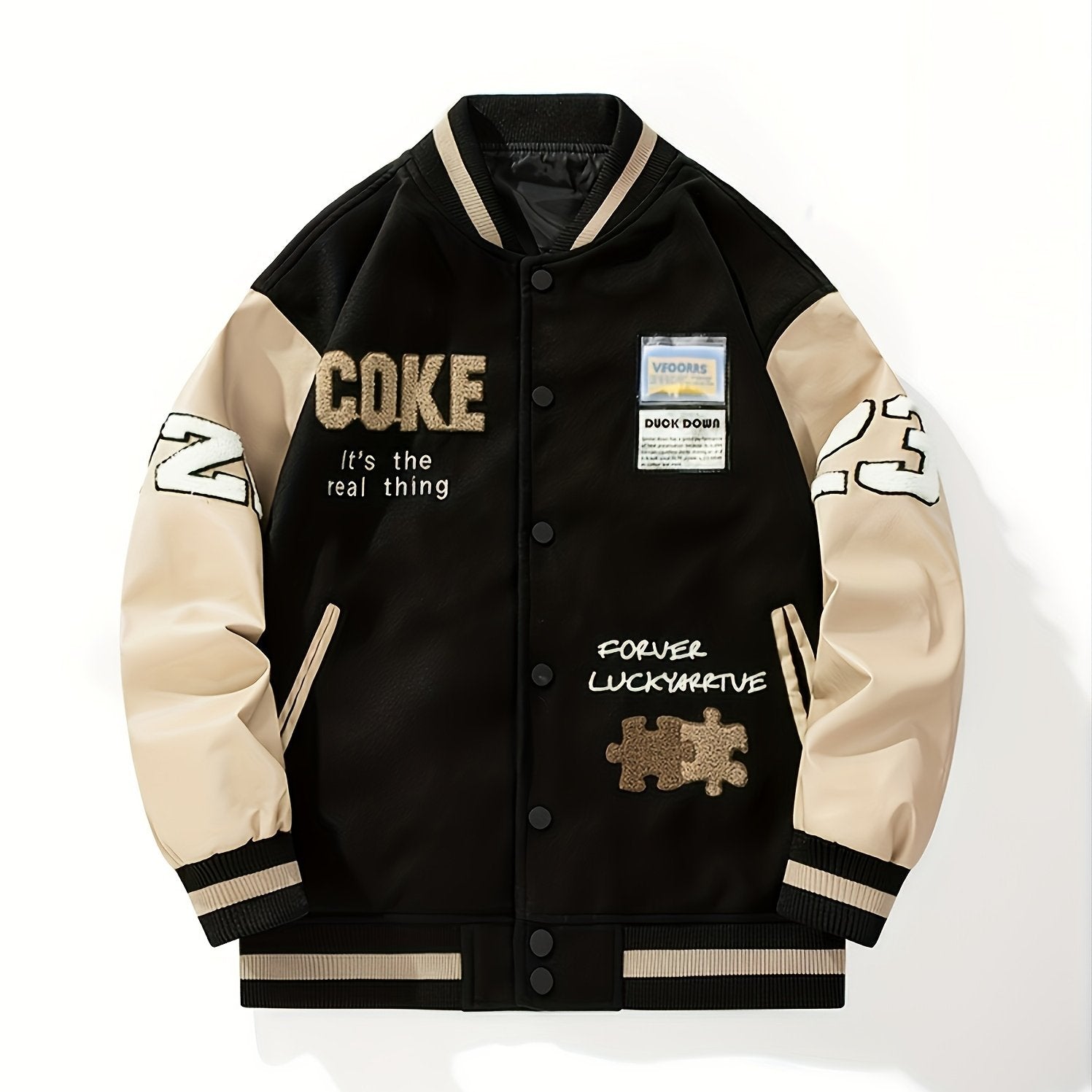 Men's Embroidered Varsity Jacket for Spring/Fall