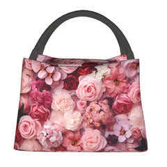 Rose Flower Insulated Lunch Bag for Camping Picnic Beach