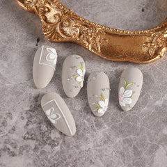 3D Embossed Floral Nail Stickers for Nail Art - Matte Finish