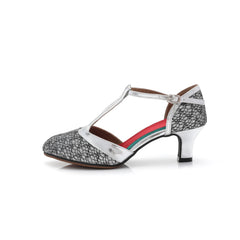 Women's Latin Dance Shoes with Closed Toe Buckle & Kitten Heels