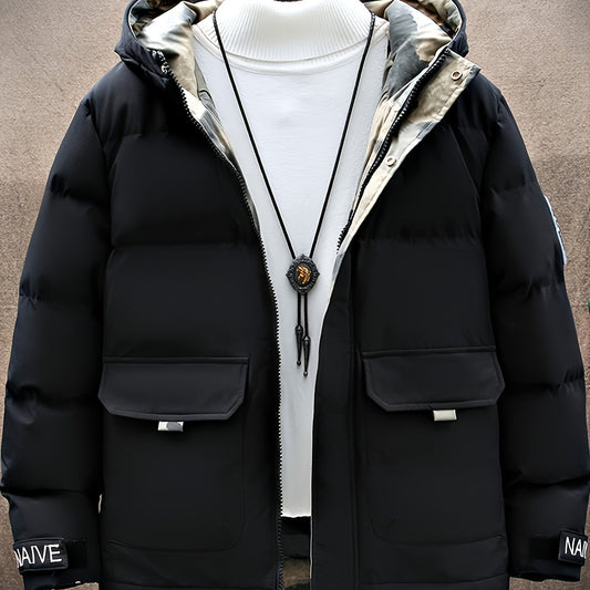 Men's Casual Fleece Hooded Jacket Camo Lining Winter Outwear