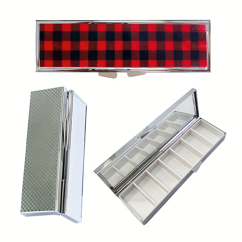 7 Compartment Metal Pill Organizer, Daily Vitamin Storage Case for Travel