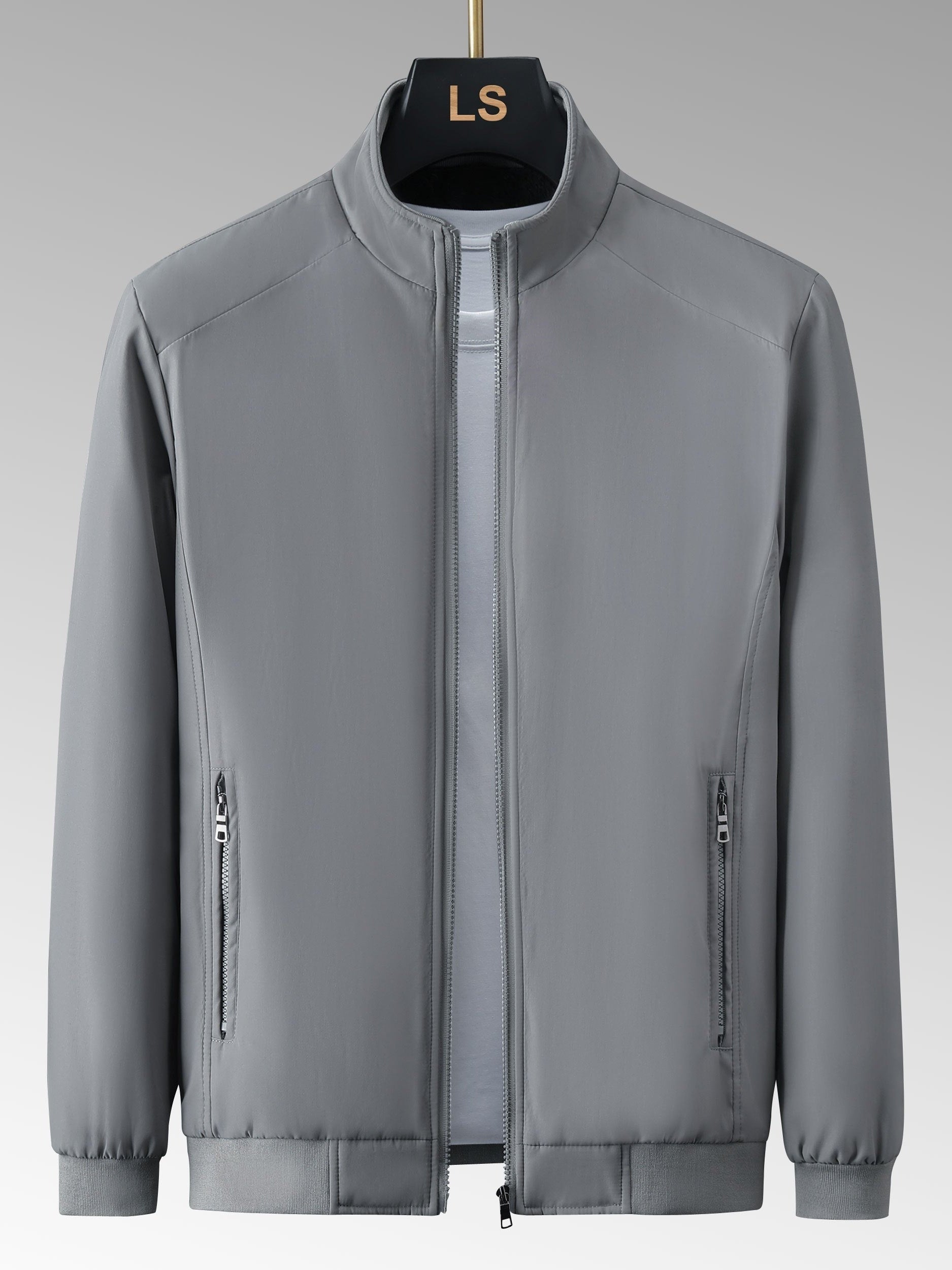 Men's Lightweight Windbreaker Jacket Stand Collar Zip Up Coat