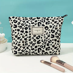Leopard Print Makeup Bag Zipper Cosmetic Pouch Travel Toiletry Organizer