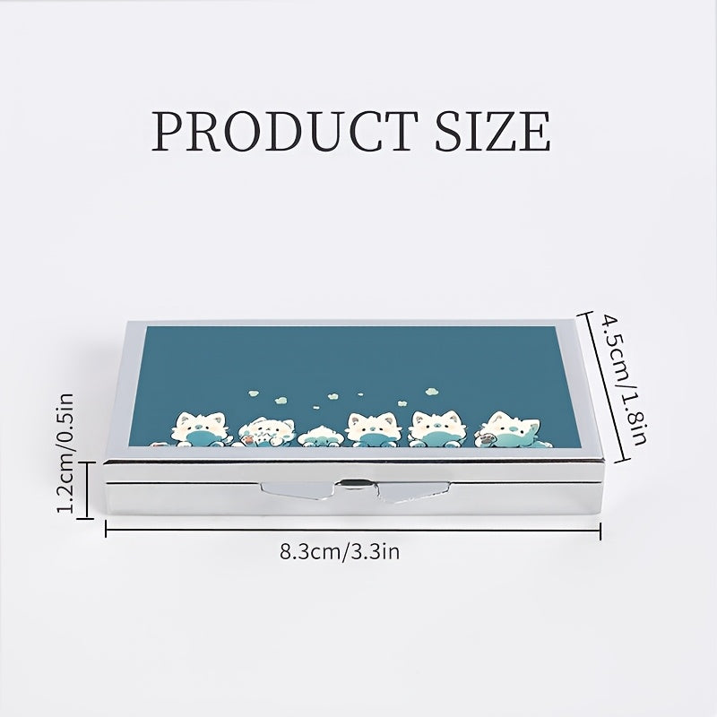 Cat Pill Organizer for Travel Sports Daily Use Metal Case for Vitamins