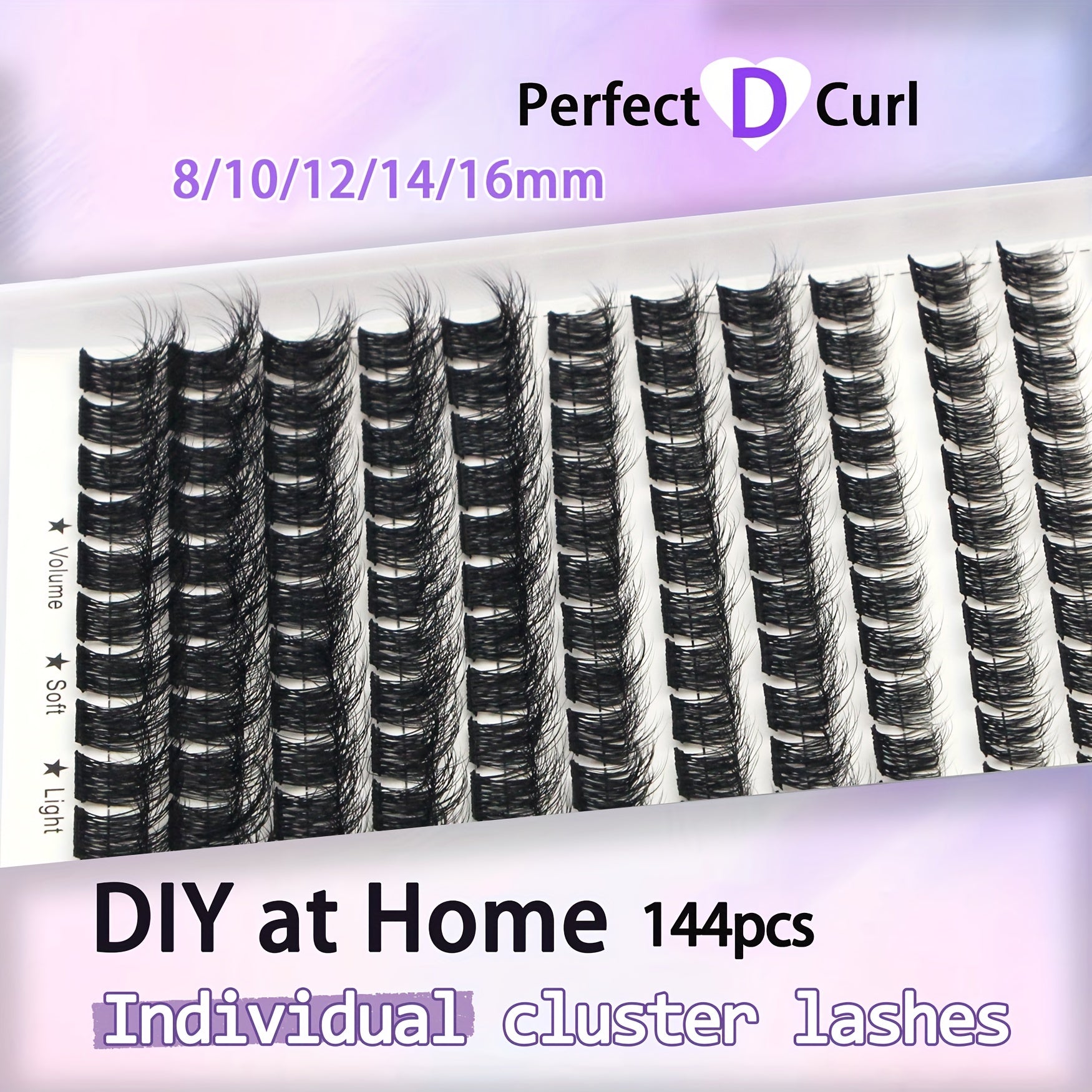 D Curl Lash Clusters 144Pcs Eyelashes 8-16mm