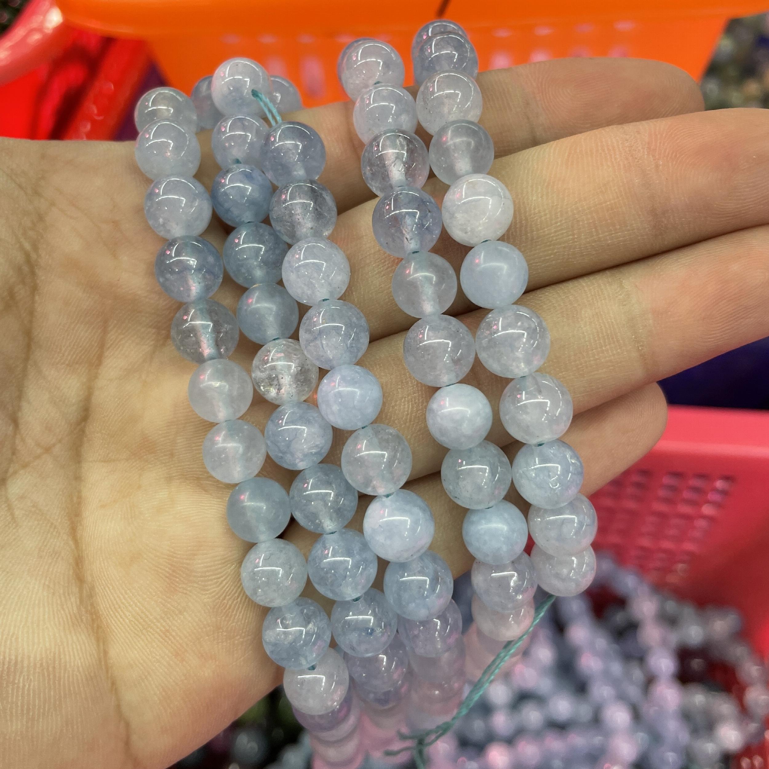 6 8 10MM Natural Aquamarine Beads for Jewelry Making DIY