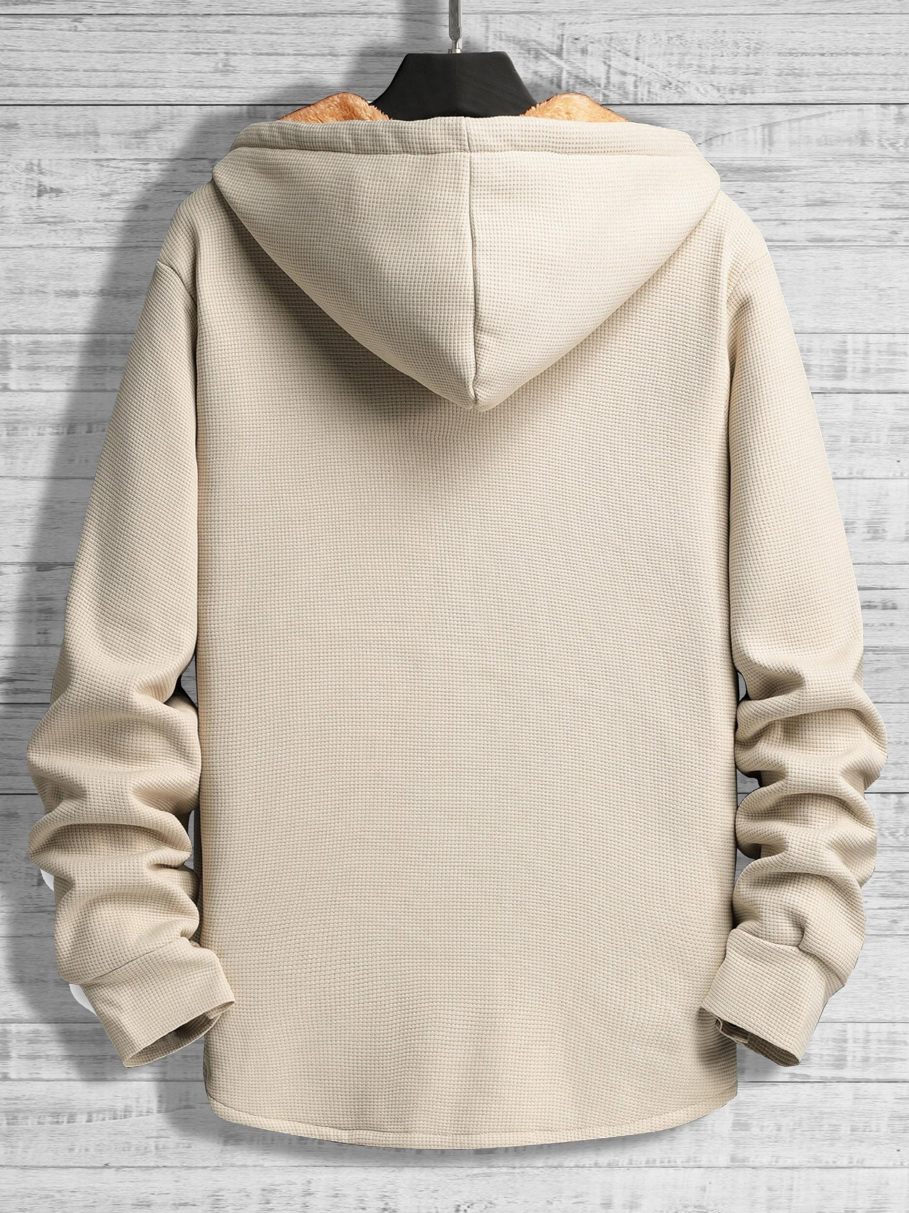 Men's Warm Fleece Hooded Jacket - Casual Medium Stretch Coat