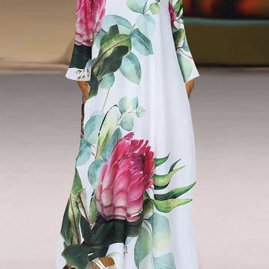 Floral V Neck Maxi Dress Plus Size