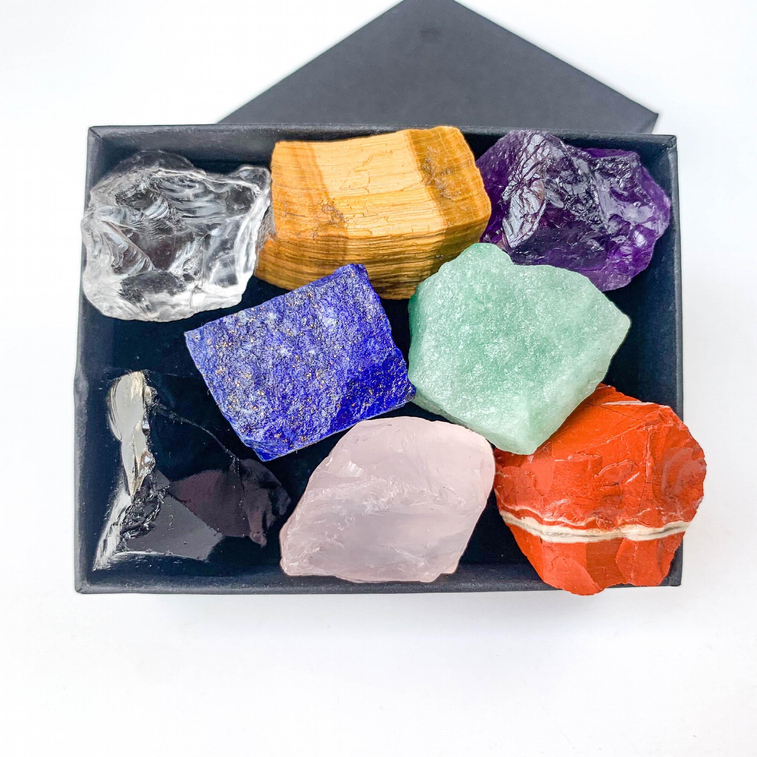 8pcs Large Rare Crystals Chakra Healing Stones Gem Collection Gift Box