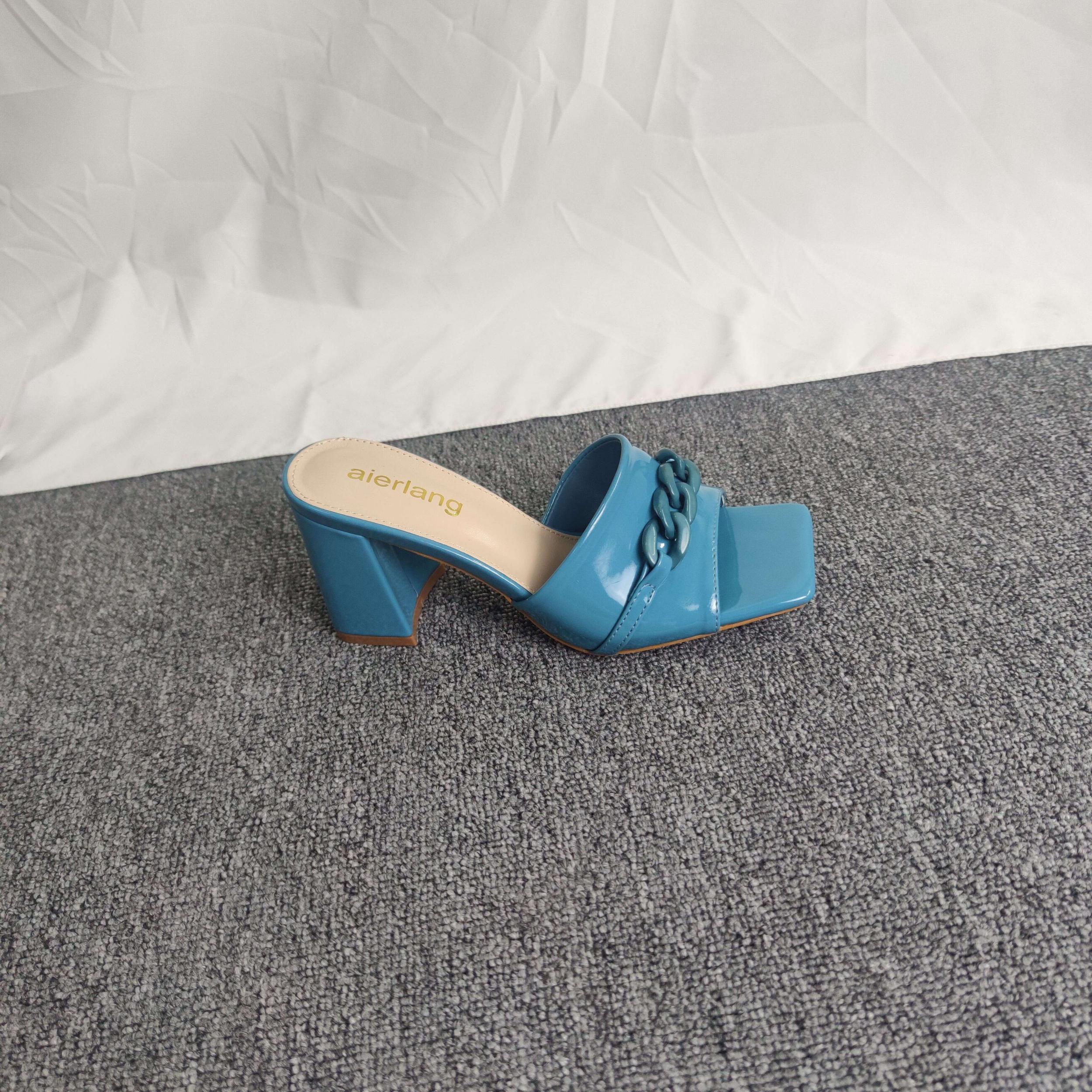 Women's Chain Decor Mule Sandals High Heels