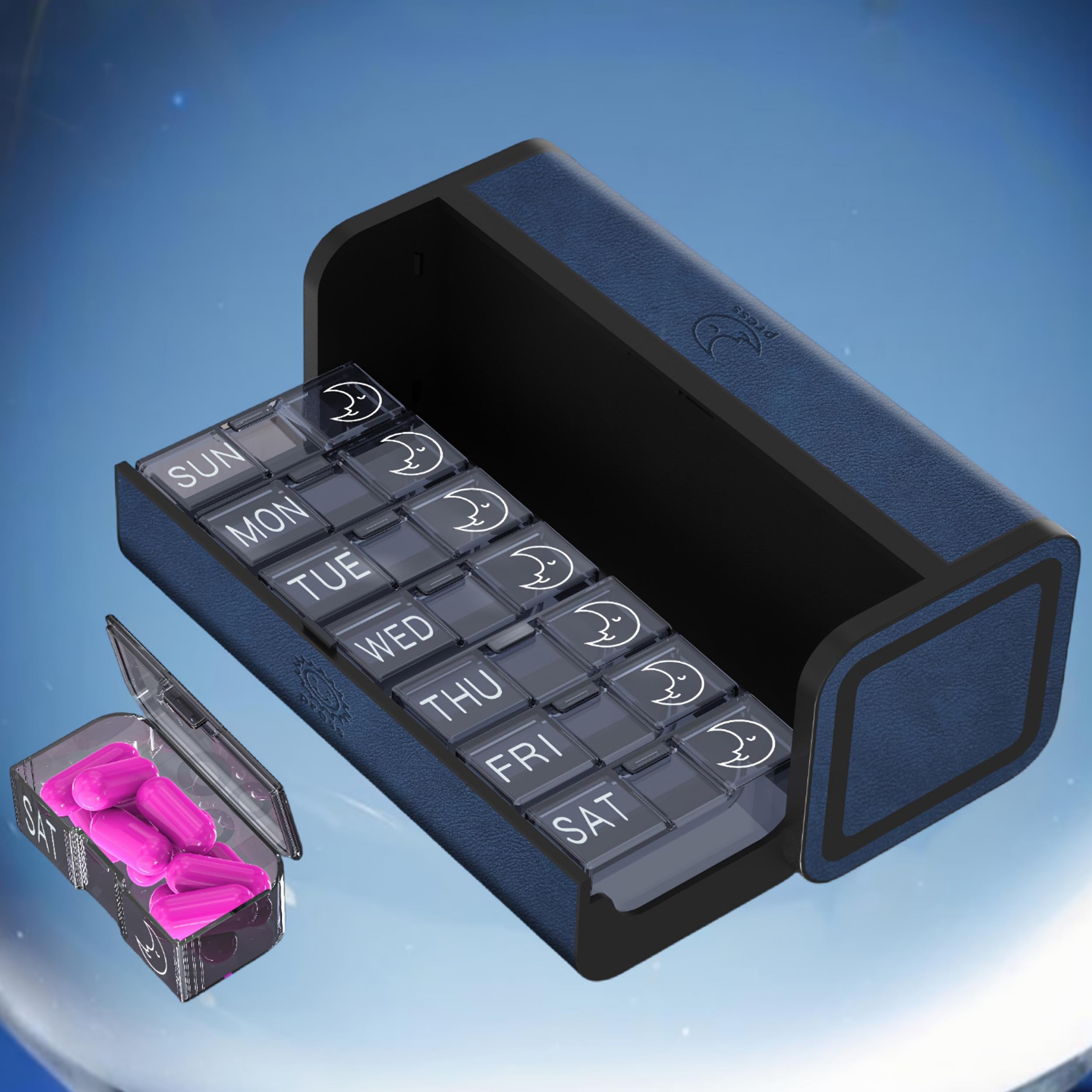 Portable 7-Day Pill Organizer AM PM Compartments Large Travel Medicine Box