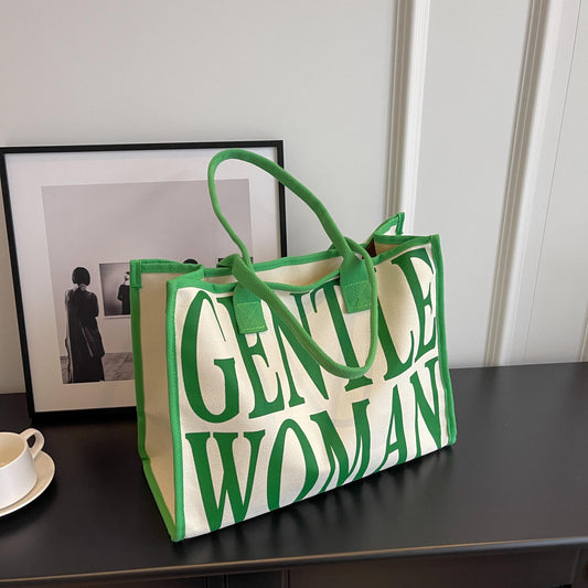 Stylish Letter Print Tote Bag Large Capacity Shoulder Bag For Work