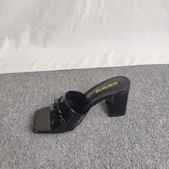 Women's Chain Decor Mule Sandals High Heels