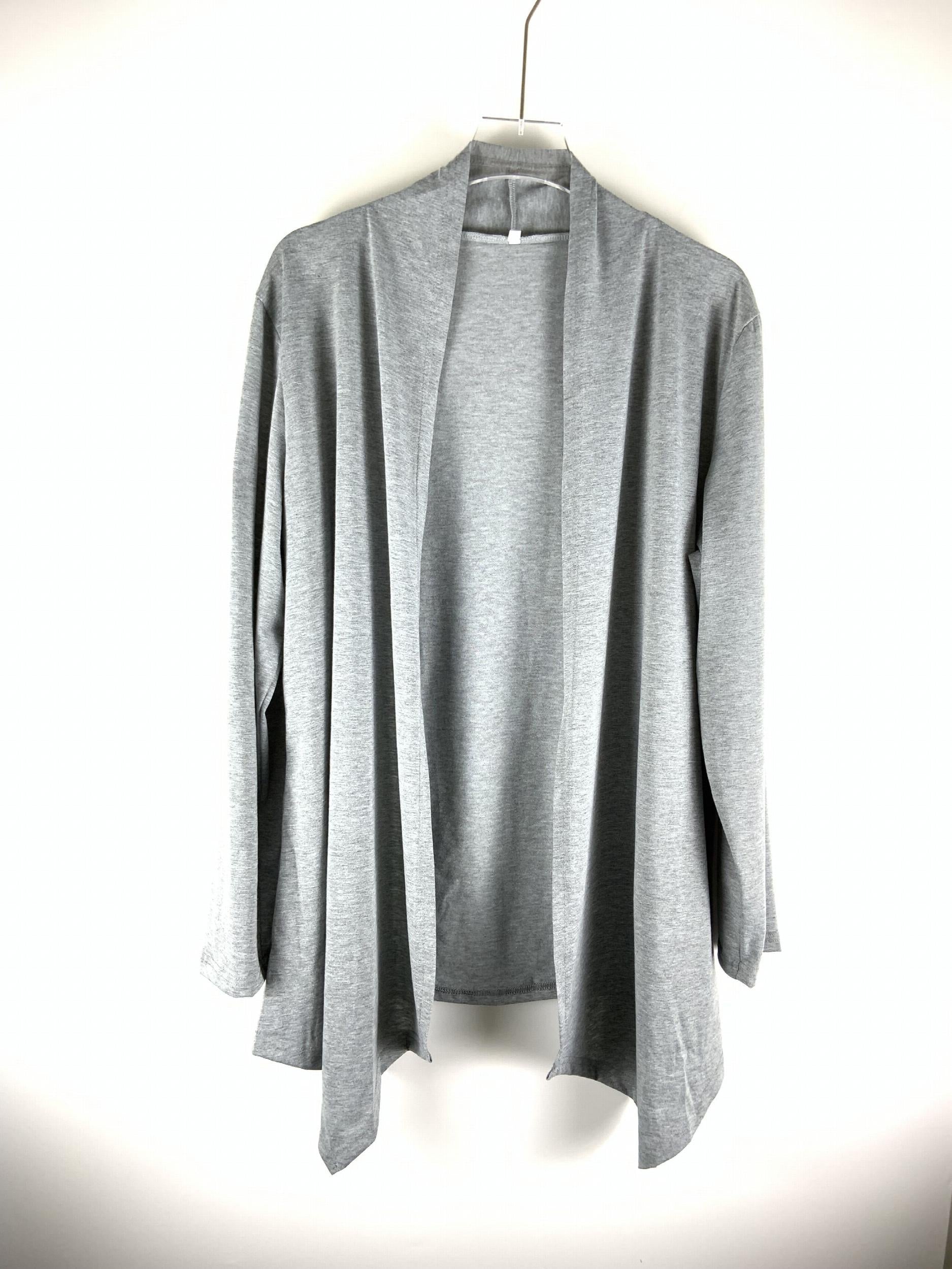 Solid Long Sleeve Open Front Cardigan