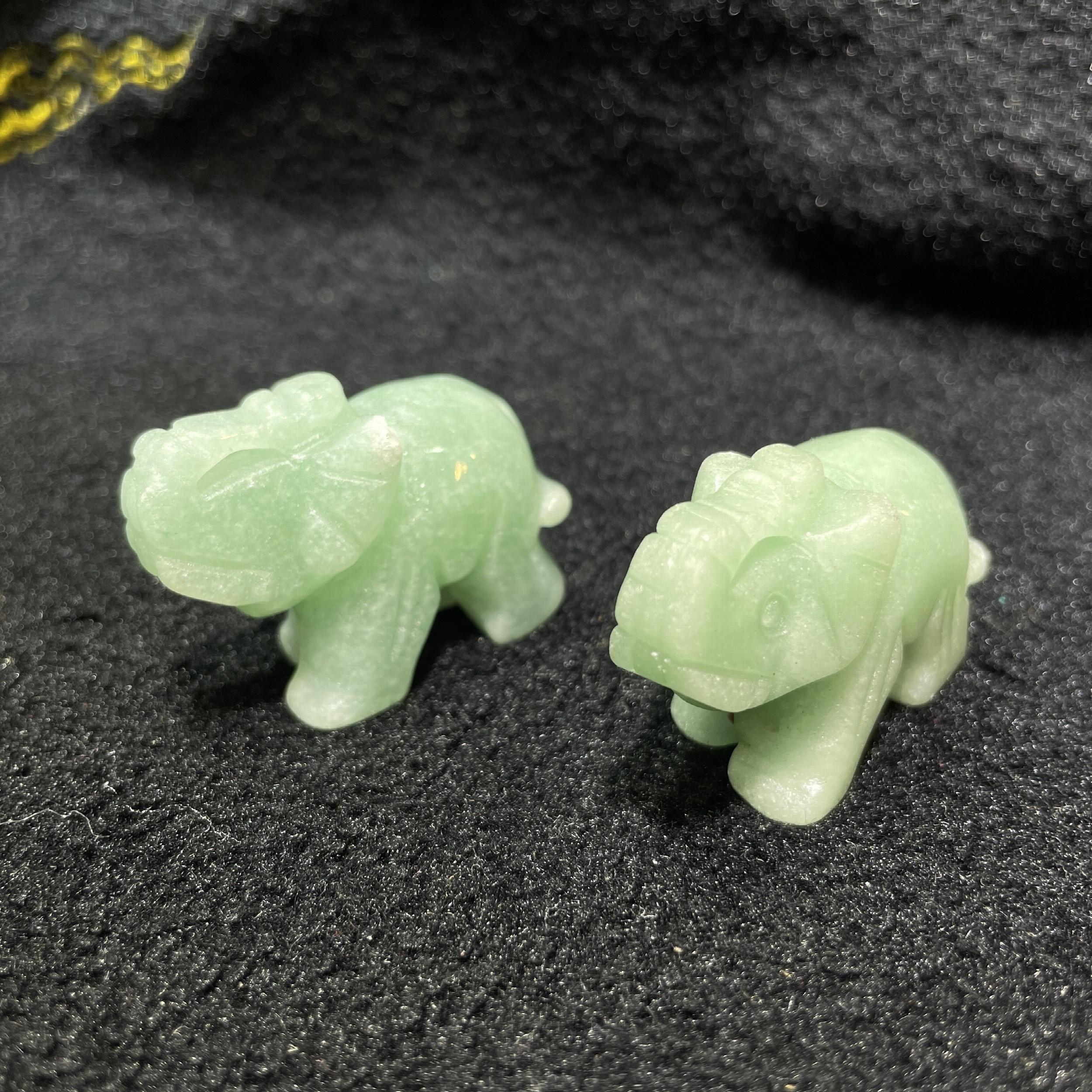 Green Aventurine Jade Stone Crystal Elephant Decoration