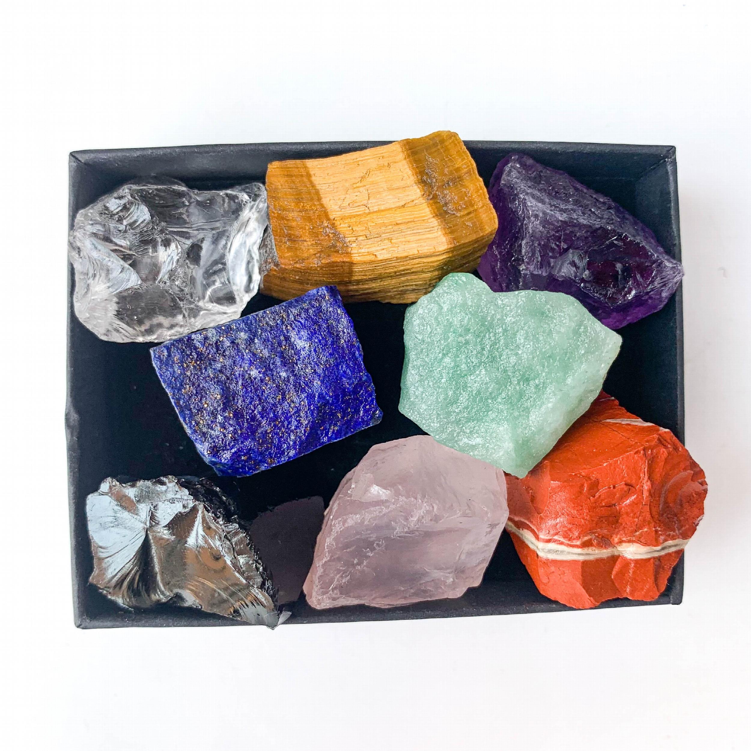 8pcs Large Rare Crystals Chakra Healing Stones Gem Collection Gift Box