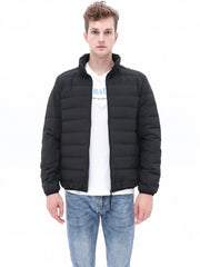 Men's Lightweight Puffer Jacket Stand Collar Outwear for Fall Winter