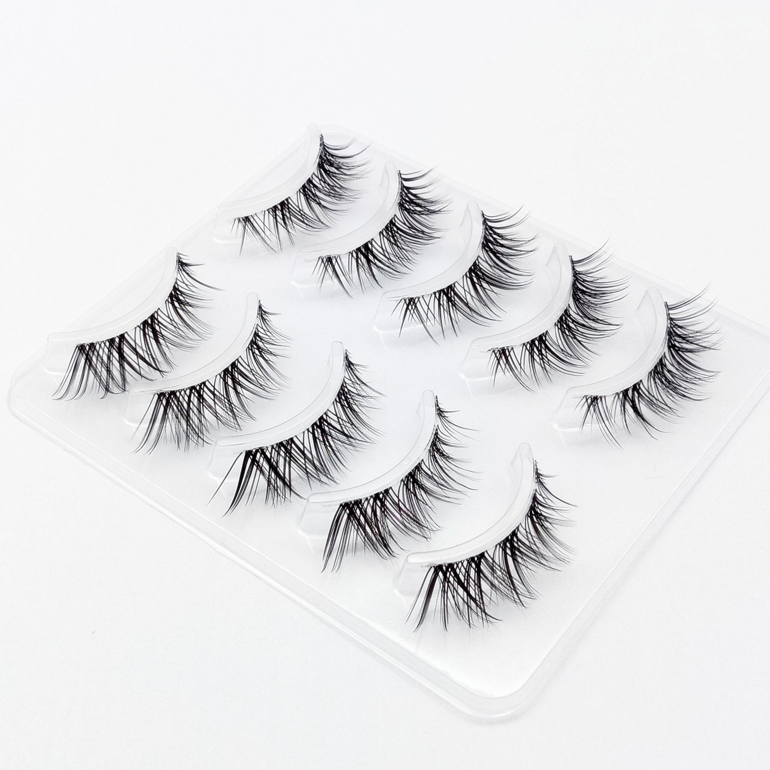 5 Pairs Natural False Eyelashes Lightweight Cosplay Wispy Lashes Extension