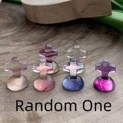 Rainbow Fluorite Gravestone Cross Carving Crystal Healing Stones