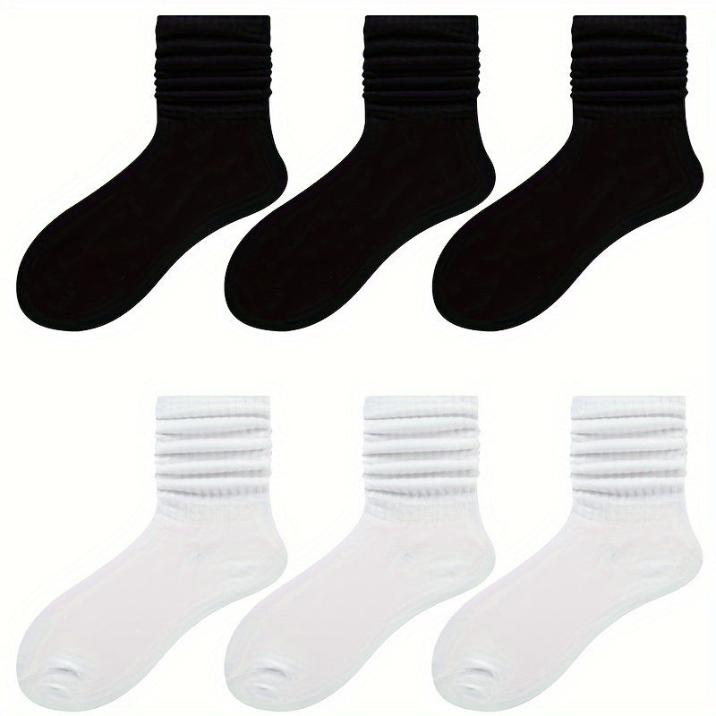 6 Pairs Comfy Breathable Solid Socks Women's Stockings Hosiery