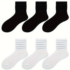 6 Pairs Comfy Breathable Solid Socks Women's Stockings Hosiery